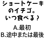 ショートケーキのイチゴ。いつ食べる？